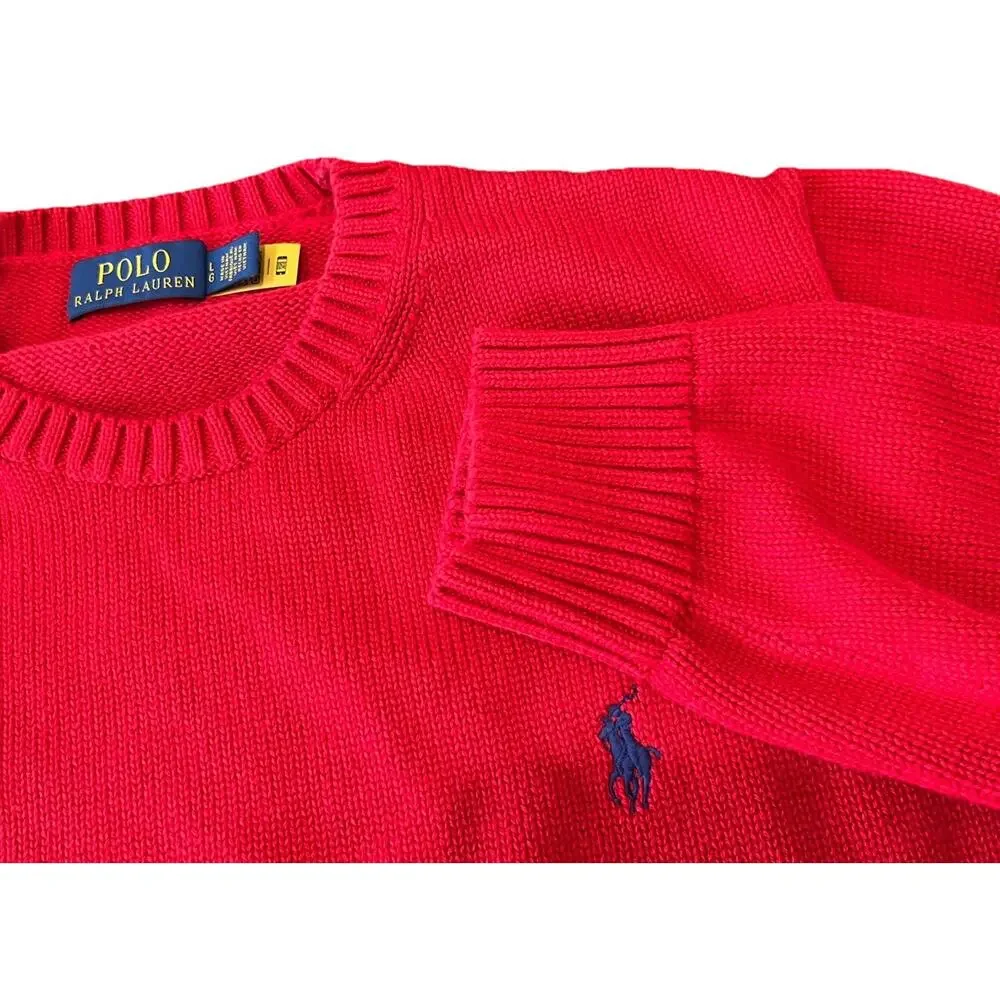 Ralph Lauren Red Crewneck Sweater with Blue Pony